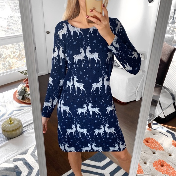 π KALEIDOSCOPE NAVY WHITE REINDEER 2-PIECE PAJAMA SCARF SET! - Picture 5 of 13